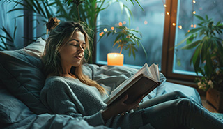 Femme qui lit un livre pour tout savoir sur le CBD